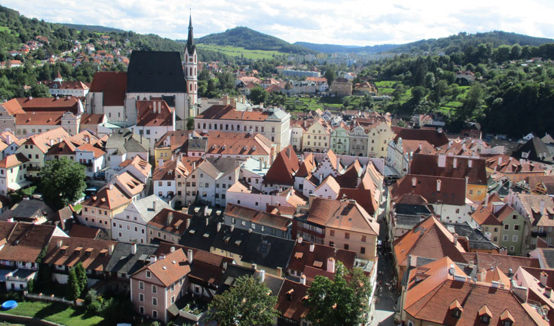 Blick vom Schlosstrum auf die Altstadt von Česk Krumlov (Krummau) 