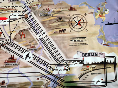 Übersicht über die Flugrouten für den Transport nach Berlin  während der Blockade