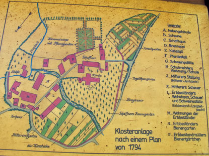Eine Tafel informiert über die Klosteranlage Lobenfeld  im Jahre 1794