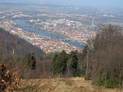 Blick vom vom Königstuhl auf den westlichen Stadtteil von Heidelberg