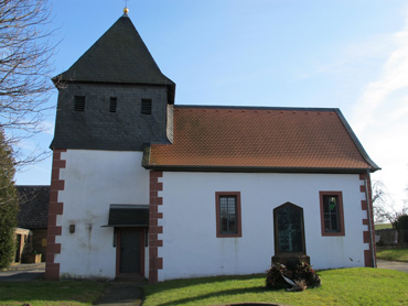 Evangelische Kirche St. Jakob von 1726 in Bullau im Odenwald.