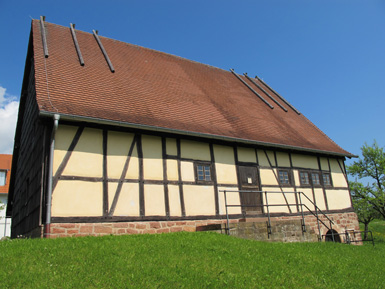 Waldmuseum "Watterbacher Haus" im Ort Preunschen. Ursprnglich stand das bereits 1475 erbaute Fachwerkhaus am Ortseingang von Watterbach.