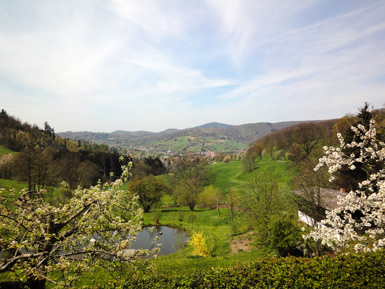 Nibelungensteig: Vom Hofgut Hohenstein hat man diesen Blick auf Reichenbach im Odenwald