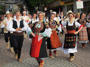 In Zakopabne: Eine Tanzgruppe anlsslich des Folklorefestivals
