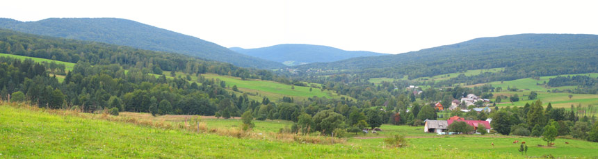Panorama vom Bartne-Tal. Aufnahme erfolgte nur wenige Schritte von der PTTK-Wanderhütte Bacówka 
