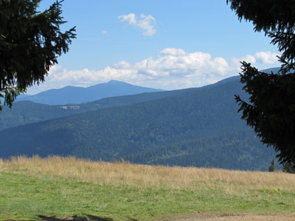 Blick von der Schronisko na Hali Rysiance zurück auf das Babia Góra-Massiv.