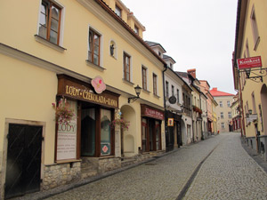 Mittelalterliche Gassen mit niedrigen Husern in Bielsko (Bielitz) 