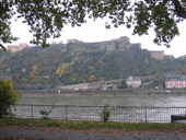 Blick vom Deutschen Eck auf die Festung Ehrenbreitstein