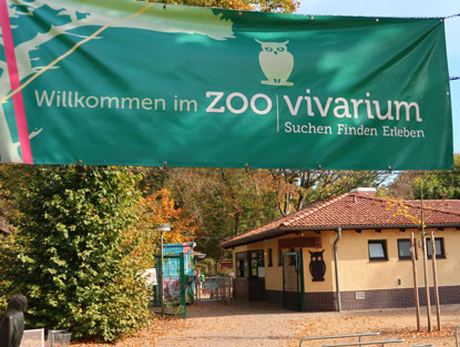 Eingang zum "Vivarium" in Darmstadt. Der Vogesenweg geht hier unmittelbar vorbei