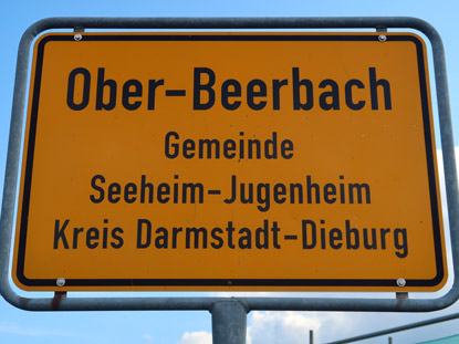 Vogesenweg: Ober-Beerbach, ein Ortsteil von Seeheim-Jugenheim, ist erreicht