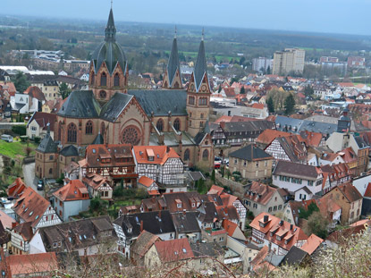 Vom Schlossberg Blick auf die Altstadt von Heppenheim