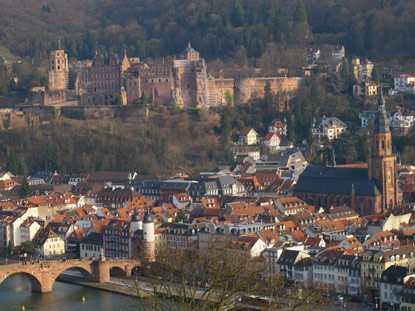 Blick vom Philosophenweg auf die Altstadt von Heidelberg