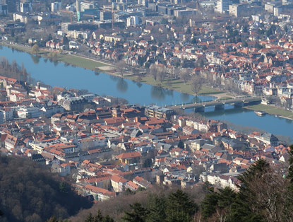 Blick vom Königstuhl auf Heidelberg
